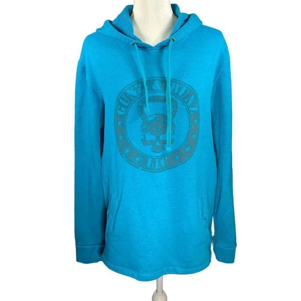 Next Level Apparel Guns & Bunz Skeleton Blue Unisex Hoodie Size Medium